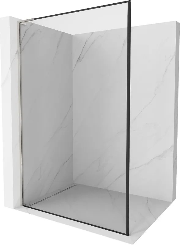 Mexen Kioto L, sprchová zástena Walk-In 70 x 200 cm, 8mm číre sklo čierny vzor, brúsená oceľ profil, 800-070-103-97-70