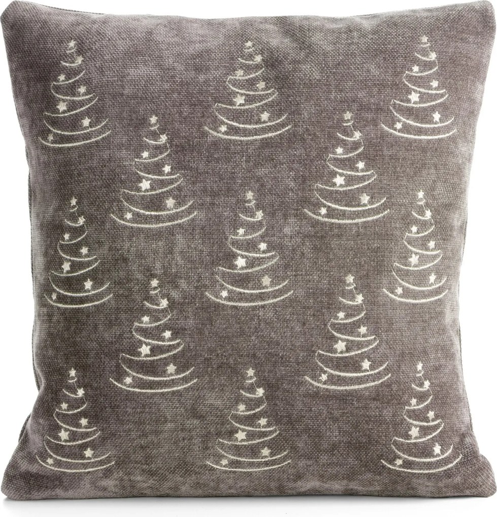 VIANOČNÁ DEKORAČNÁ OBLIEČKA NA VANKÚŠ TREE 45X45 CM TMAVOBÉŽOVÁ