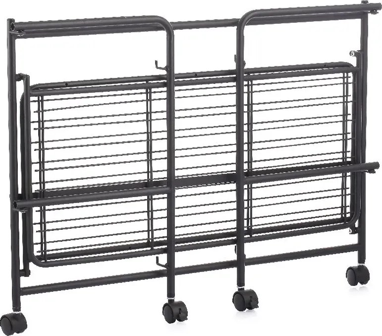 CONFORTIME 2. akosť - Pojazdný regál, skladacia polica 2 poschodová XXL - 67 x 30 x 45 cm, čierna
