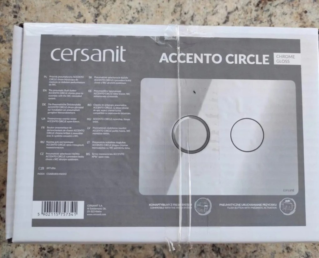 Cersanit Accento Circle, pneumatické splachovacie tlačidlo, chróm lesklý, S97-056