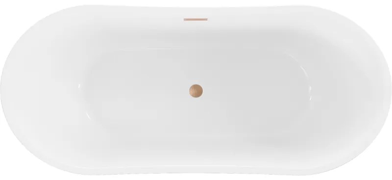 Mexen Montana, voľne stojaca vaňa 150 x 75 cm, biela, medený prepad, 52011507500-65