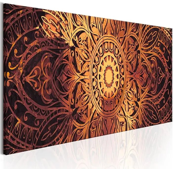 Obraz - Amber Mandala Veľkosť: 150x50, Verzia: Na talianskom plátne