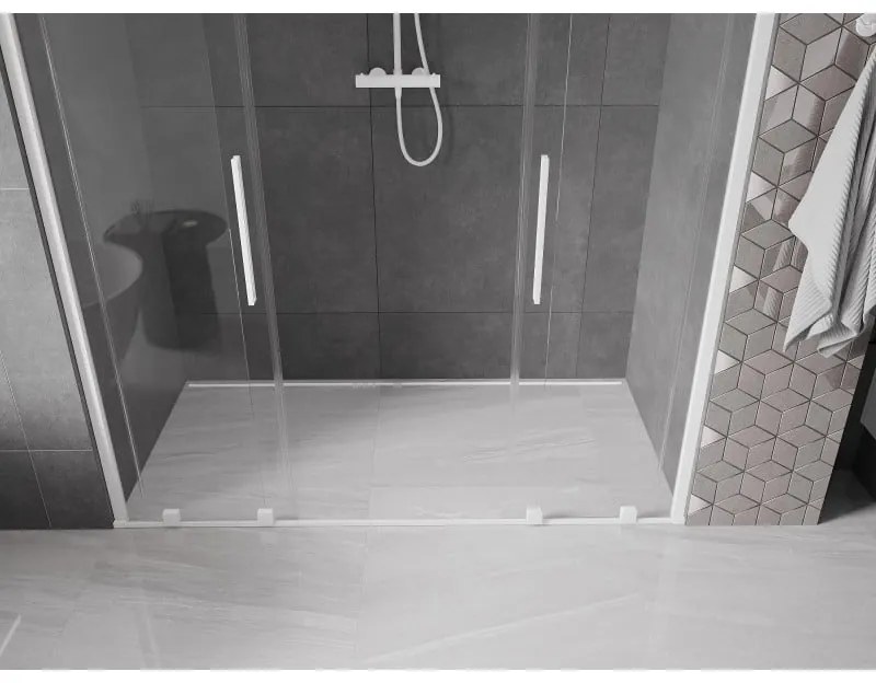 Mexen Velar Duo, posuvné dvere do otvoru 180x200 cm, 8mm číre sklo, biela, 871-180-000-02-20