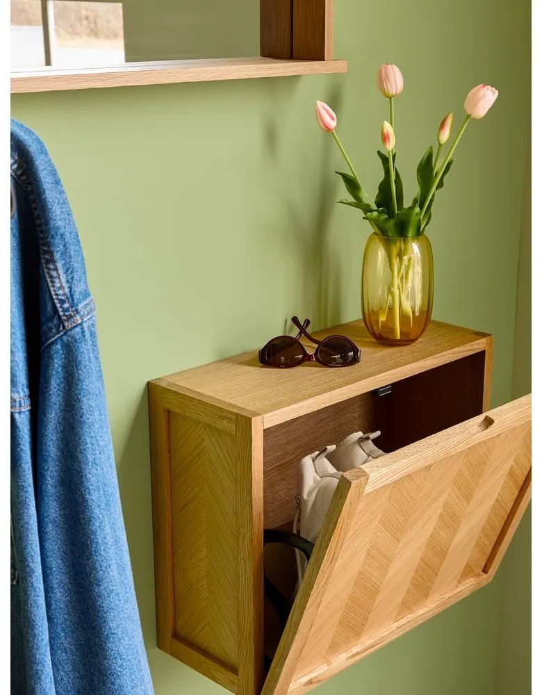 Nástenná skrina na topánky z dubového dreva Hübsch Herringbone