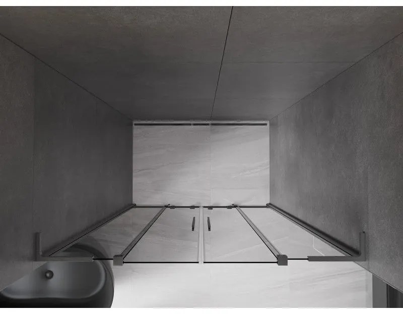 Mexen Velar L Duo, posuvné sprchové dvere do otvoru 160 cm, 8mm šedé sklo, grafit brúsený, 871-160-003-42-66