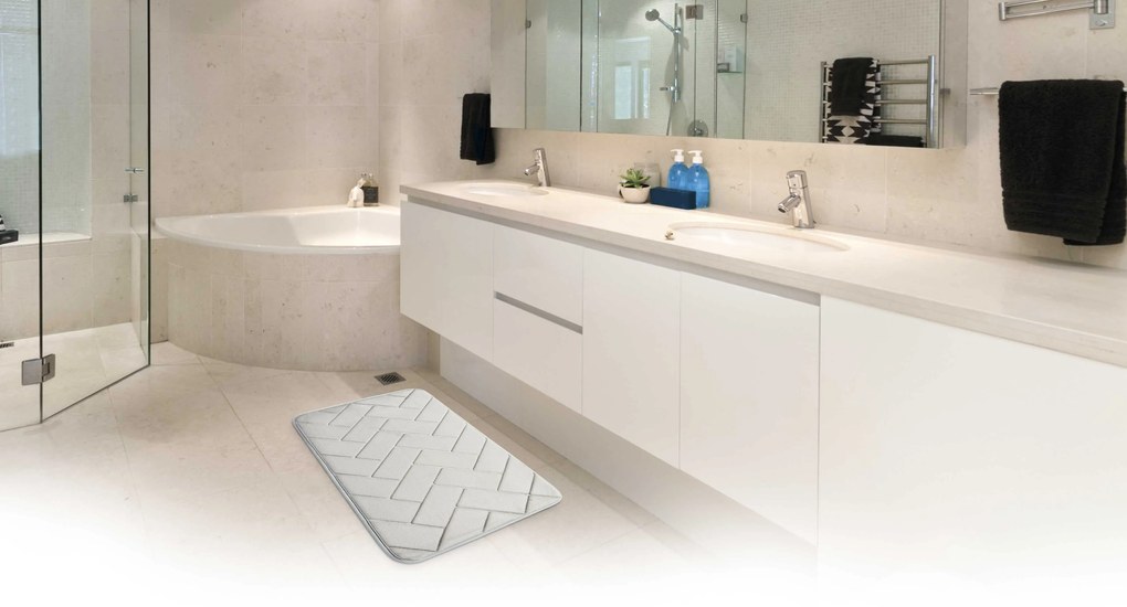 BO-MA, Protišmyková kúpeľňová predložka 3D 7288 sand, 50x80, šedá, kúpeľňa