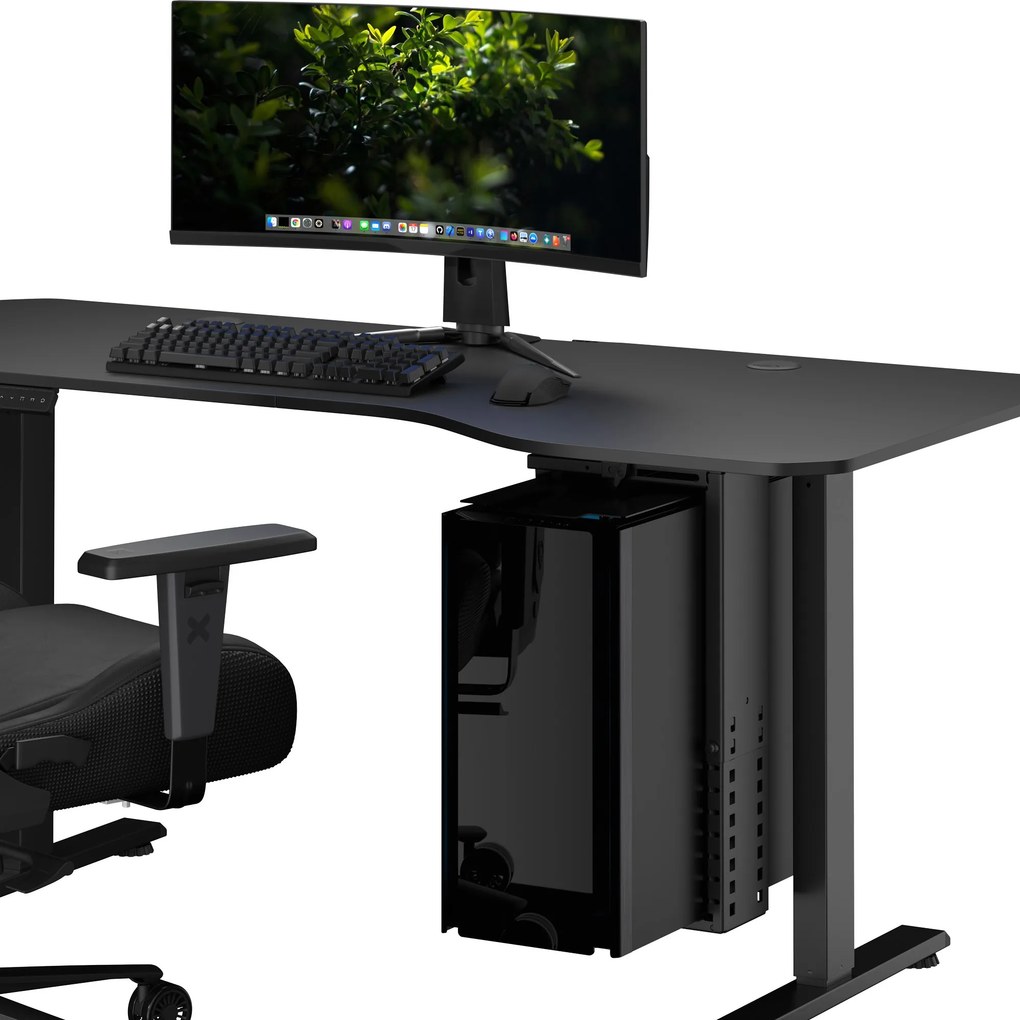 Držiak na počítač pod stôl, nastaviteľný, kovový, čierny: PC HOLDER