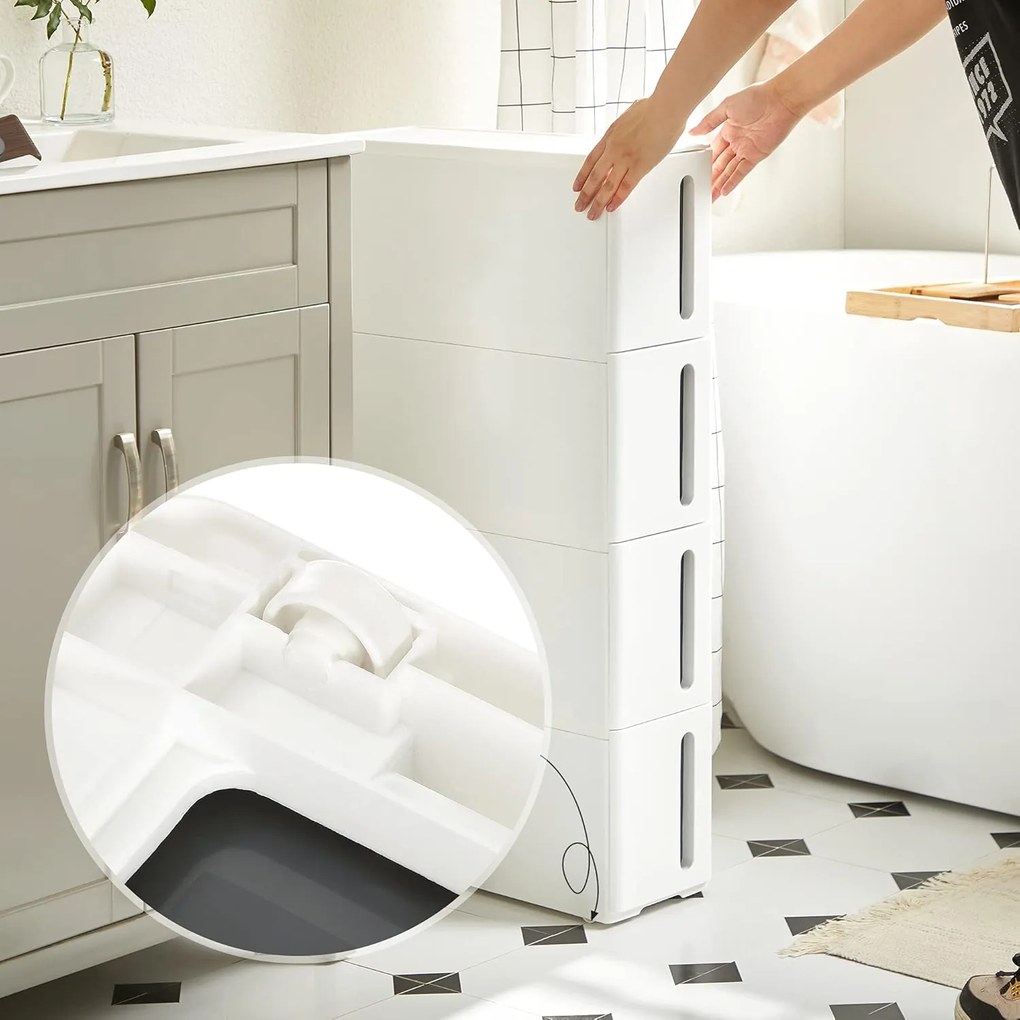 Úložný kuchynský regál BASTEN 84 cm biely