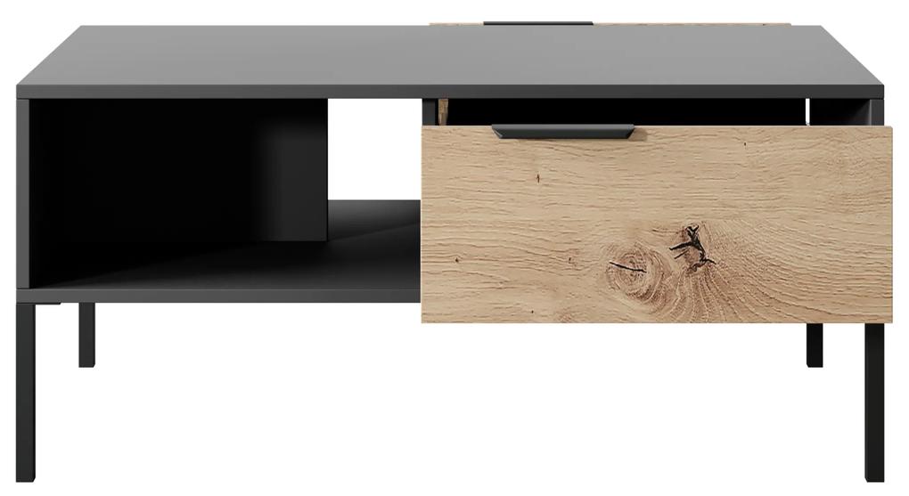Čierny konferenčný stolík v dekore dub artisan RAVE 2S