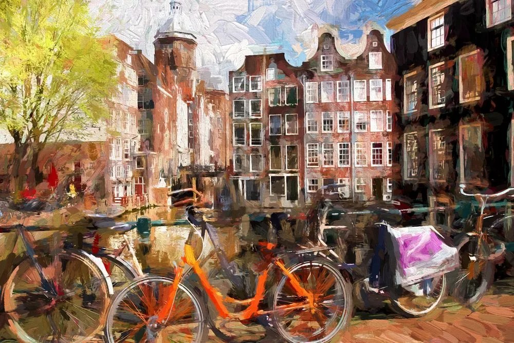 Obraz umelecká maľba Amsterdamskej architektúry