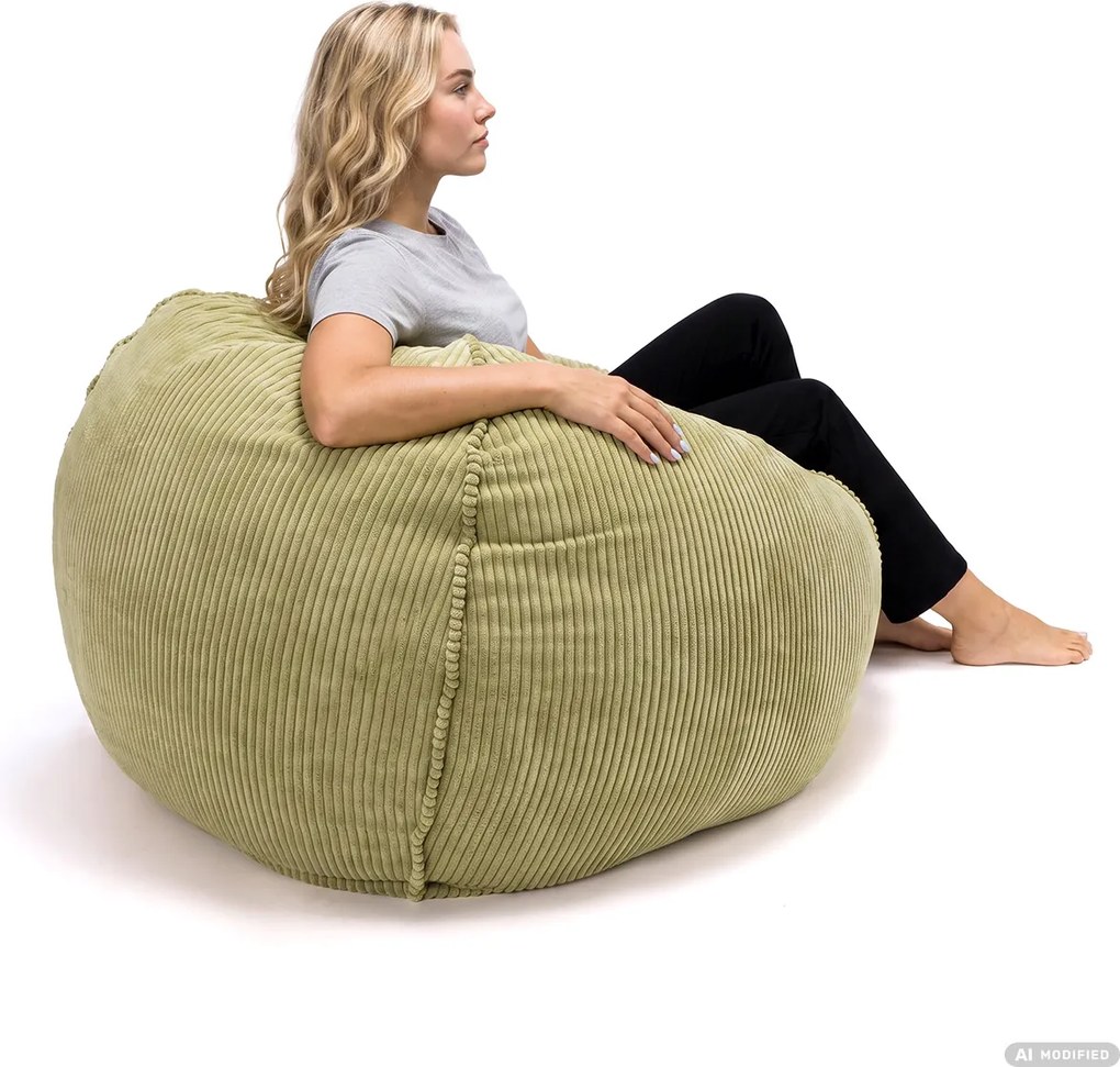 Sedací vak Nela s penovou výplňou – hrubý menčester | MOOD Farba MOOD: Zelený