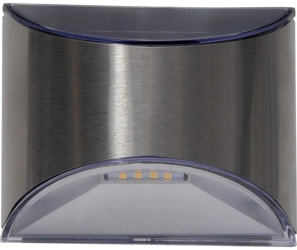 Súprava 2 nástenných nerezových solárnych LED svietidiel Star Trading Wally, výška 8 cm