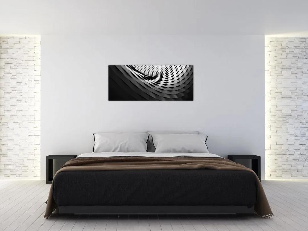 Abstraktný obraz - čiernobiela špirála (120x50 cm)