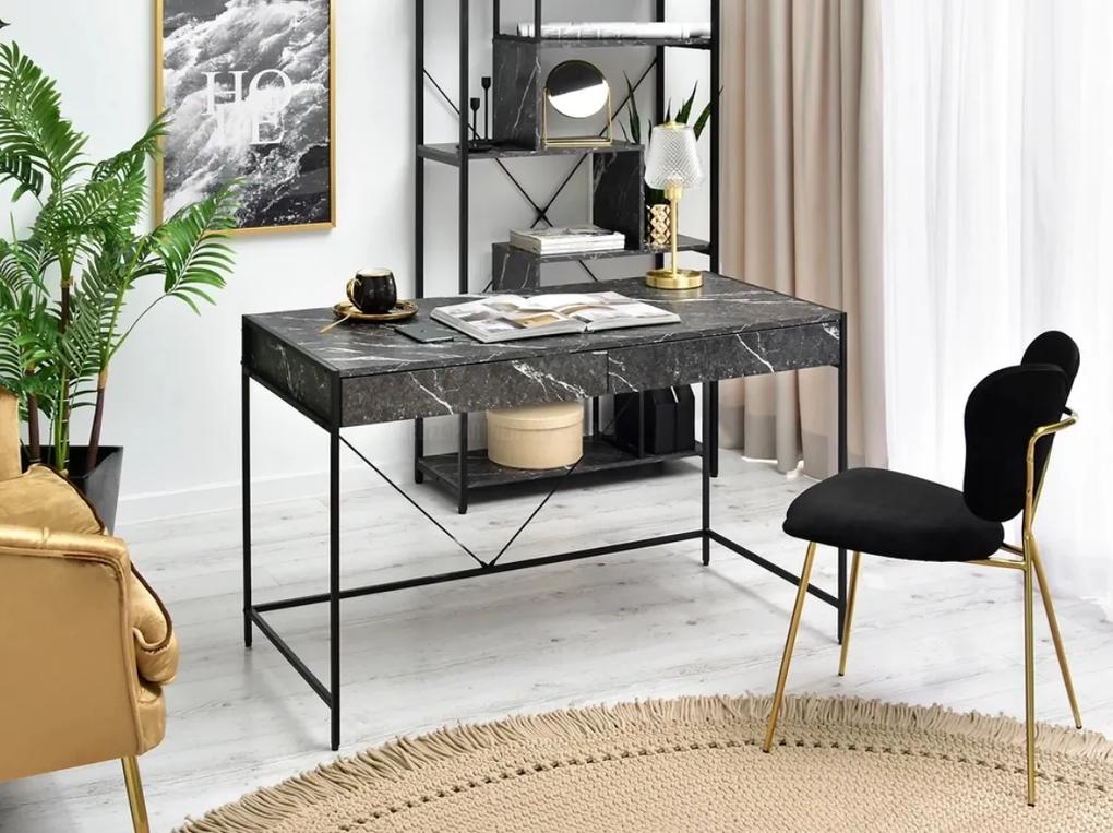 Dizajnový písací stôl OWEN čierny mramor