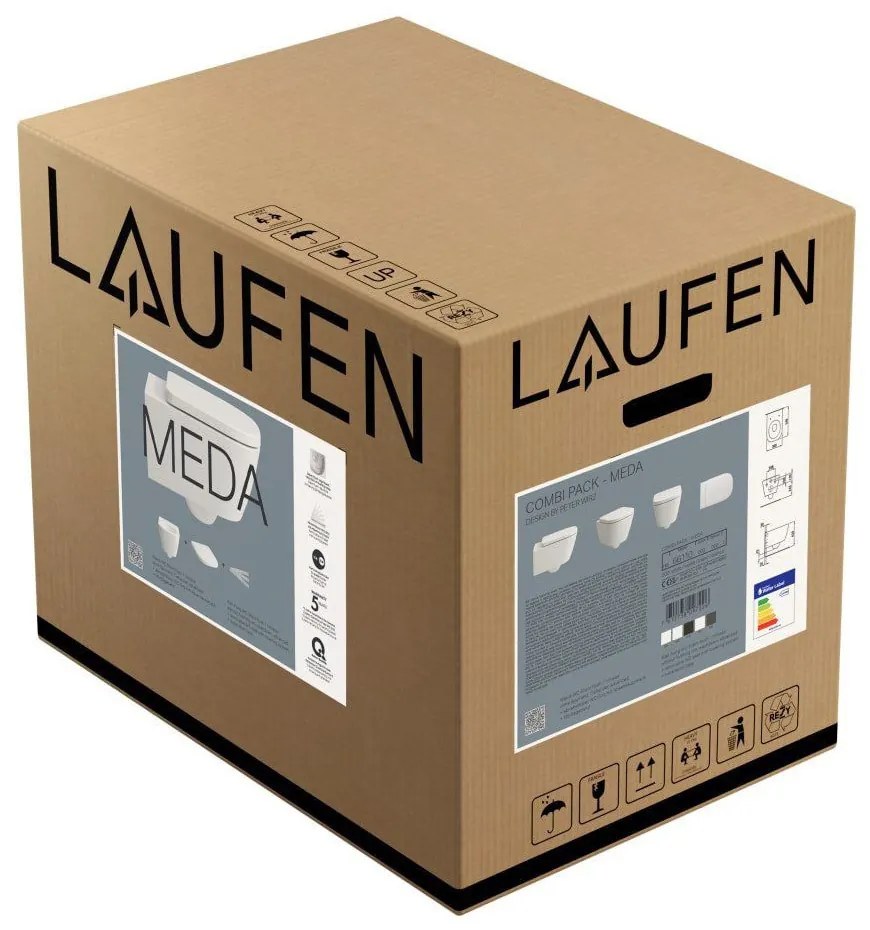 LAUFEN Meda Pack závesné WC Silent Flush s hlbokým splachovaním, 360 x 540 mm, matná biela + WC sedadlo Softclose, H8661107570001