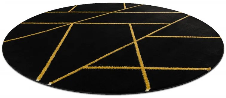 Dywany Łuszczów, Kusový koberec Emerald geometric 1012 black and gold kruh, 160x160 (priemer) kruh, čierna, chodba / predsieň