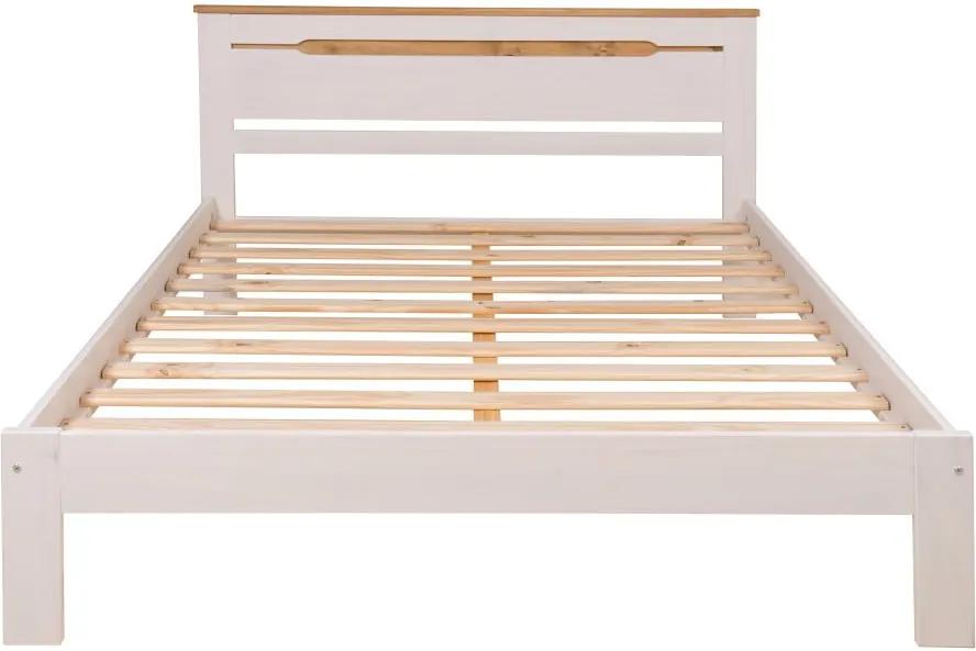 Biely rám dvojlôžkovej postele z borovicového dreva Marckeric Elisa, 150 × 197,5 cm
