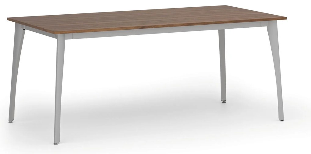 Rokovací kancelársky stôl PRIMO OMEGA, 180x90 cm, sivá podnož, orech