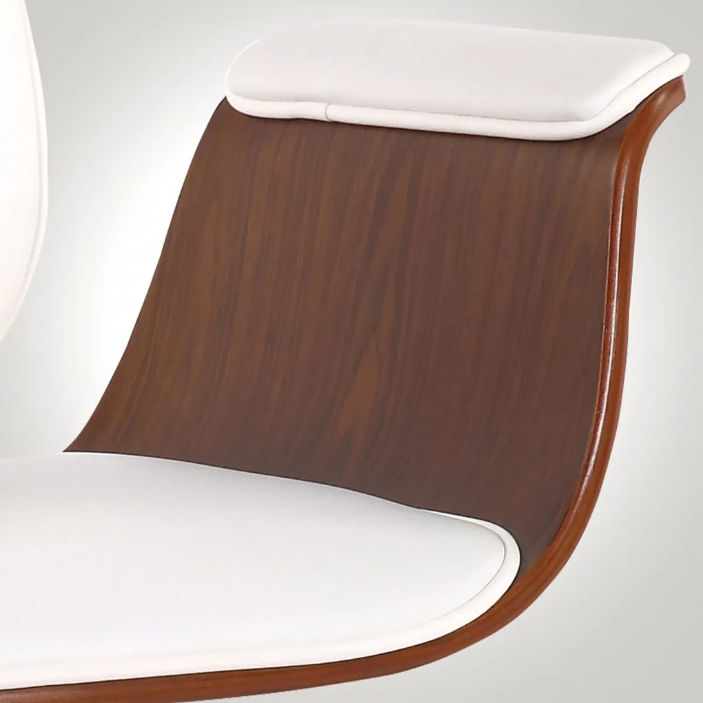 Design-Shop Kancelárska stolička Kemberg - koženka, drevo orech - Biela