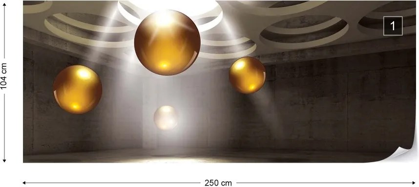 Fototapeta GLIX - 3D Gold Spheres + lepidlo ZADARMO Vliesová tapeta  - 250x104 cm