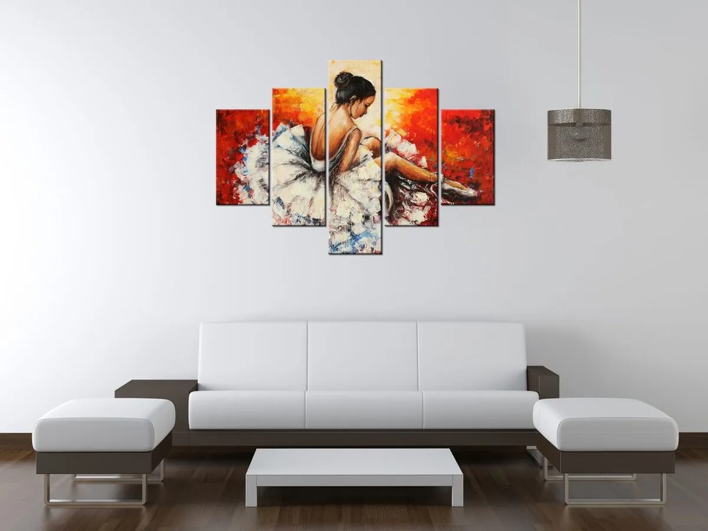 Gario Ručne maľovaný obraz Unavená baletka - 5 dielny Rozmery: 150 x 70 cm