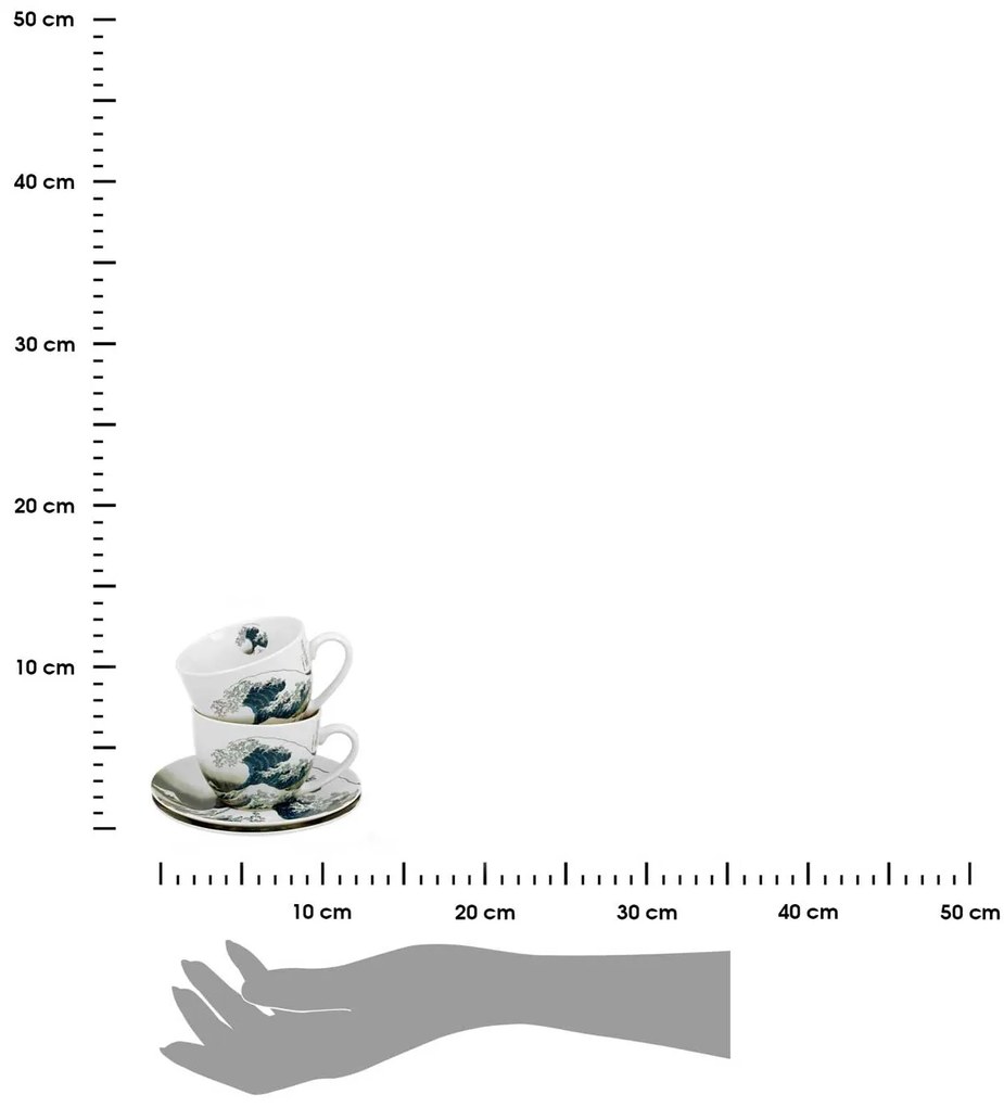 Duo Porcelánová šálka s podšálkou Hokusai The Great Wave 90 ml sada 2ks