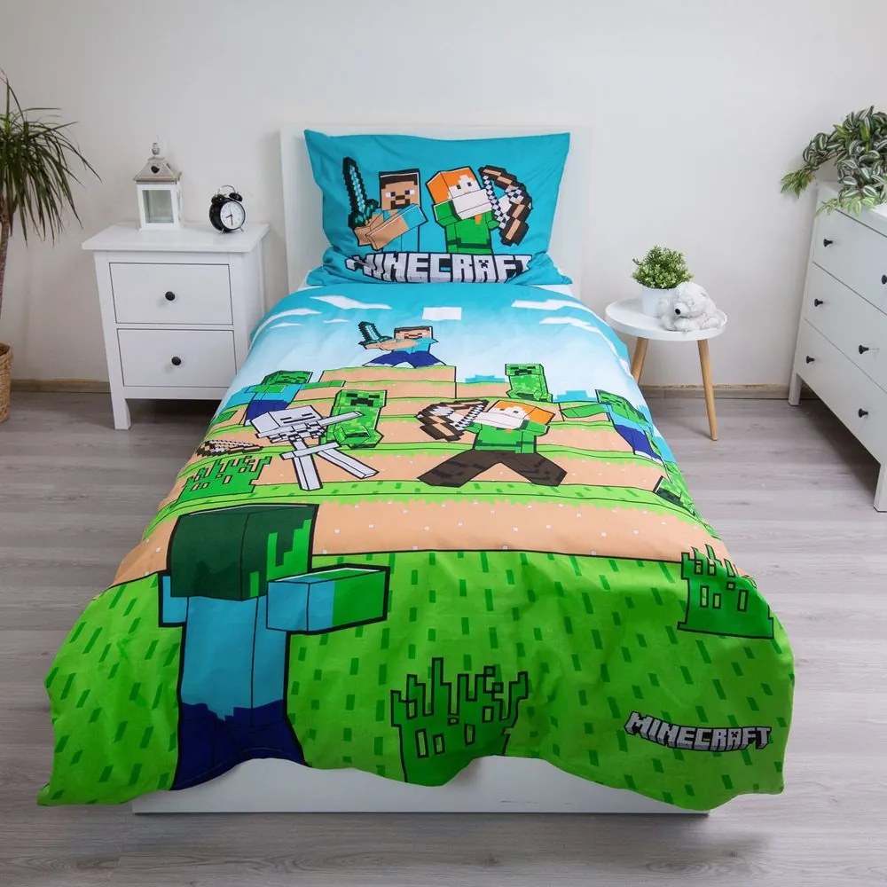 Jerry Fabrics Obliečky Minecraft - Survival Mode | 140 x 200 cm / 70 x 90 cm