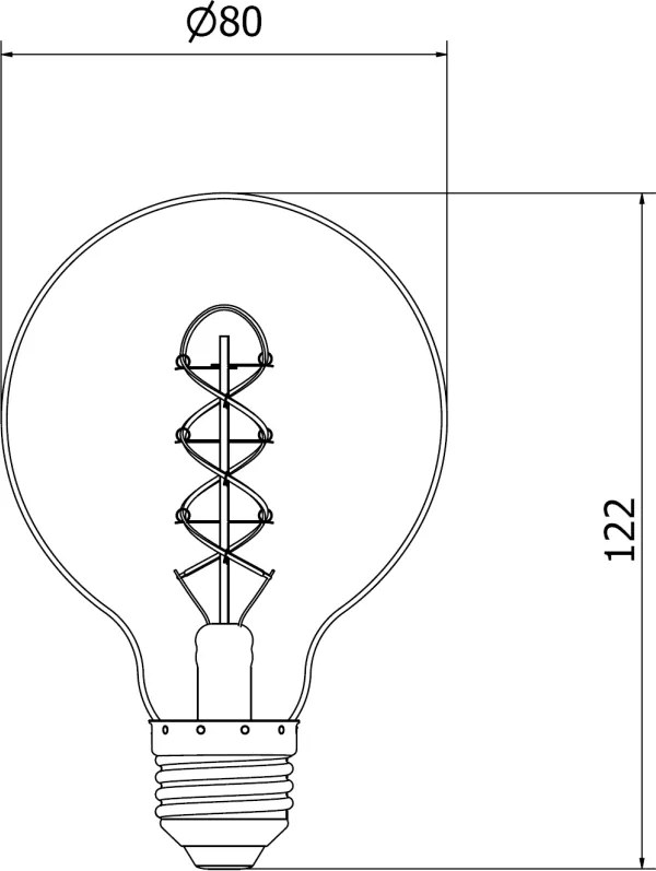 Mexen Vintis, LED filamentová žiarovka E27, G80, 6 W, teplá biela 2200K, dymová, L165-E27-0622-70