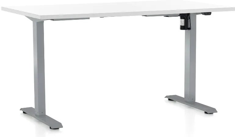 Výškovo nastaviteľný stôl OfficeTech A, 120 x 80 cm, sivá podnož, biela