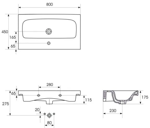 Cersanit S801-221-DSM - Závesná kúpeľňová skrinka s umývadlom MODUO 80 cm biela