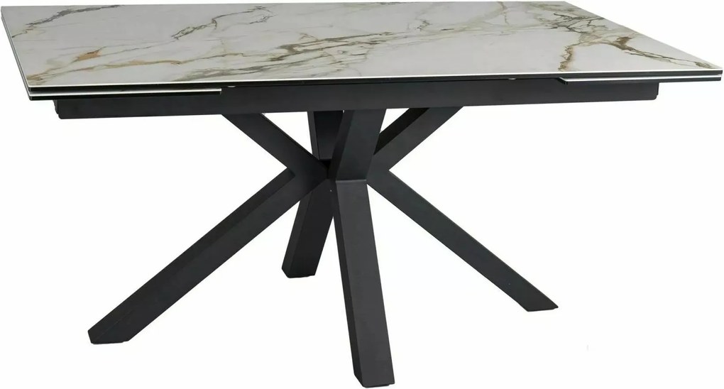 Rozkládací jídelní stůl Columbus Ceramic 160/240 cm bílý mramor/černý mat