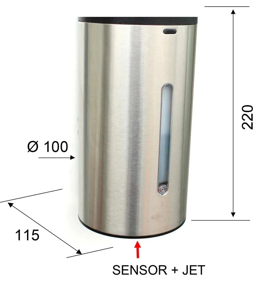 Bezdotykový dávkovač mydla z nehrdzavejúcej ocele v matne striebornej farbe 650 ml – Sapho