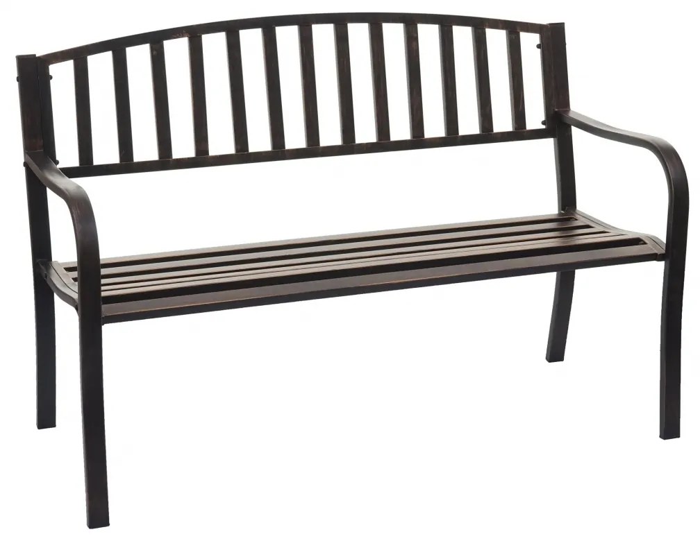 Záhradná lavička F43 2-miestna - práškovaná oceľ, 128 cm - Bronzová