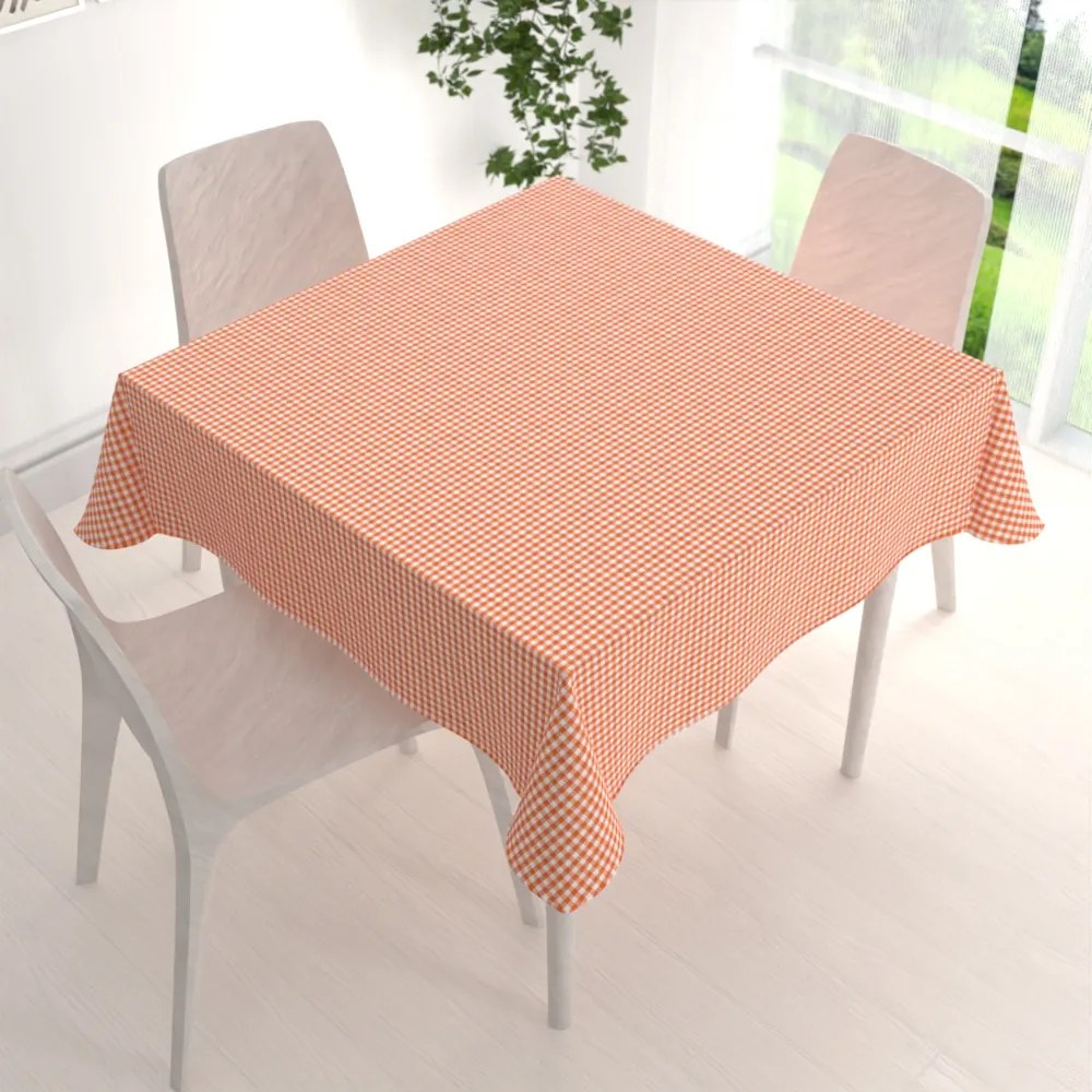Biante Dekoračný štvorcový obrus Rebeka RE-006 Oranžovo-biela kocka malá 50x50 cm