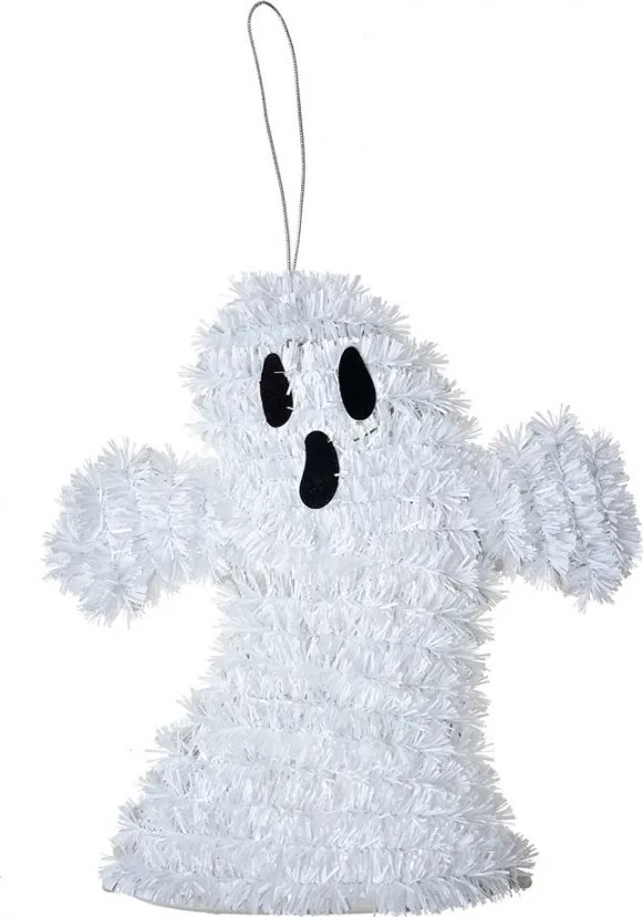 Biela plastová nástenná dekorácia duch na Halloween - 15*3*16 cm