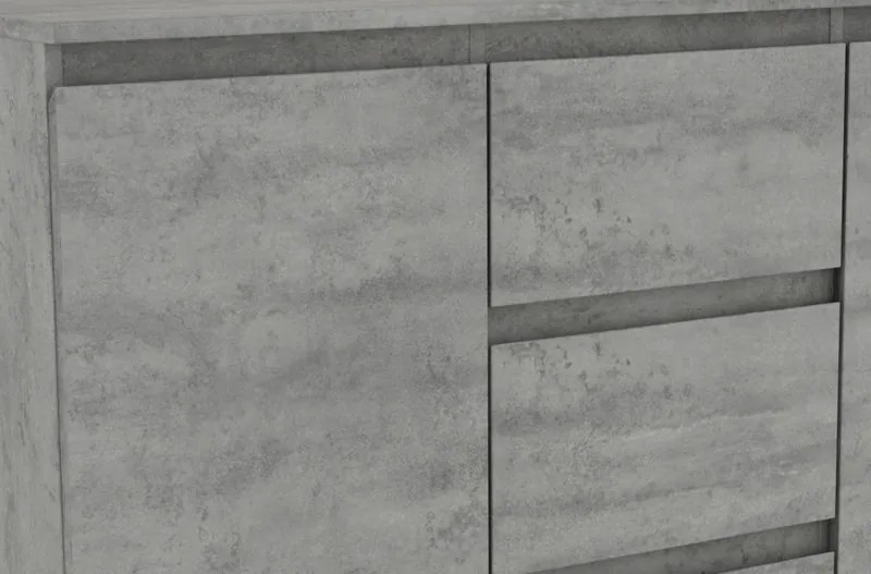 Komoda s 3 zásuvkami Carlos, šedý beton, 120 cm