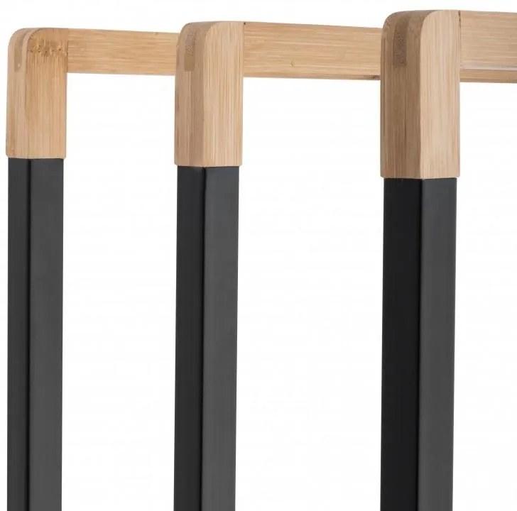 Erga Bila, 3-ramenný vešiak na uteráky na postavenie 45x29x94 cm, čierna matná-hnedá, ERG-YKA-P.BILA3-BLK