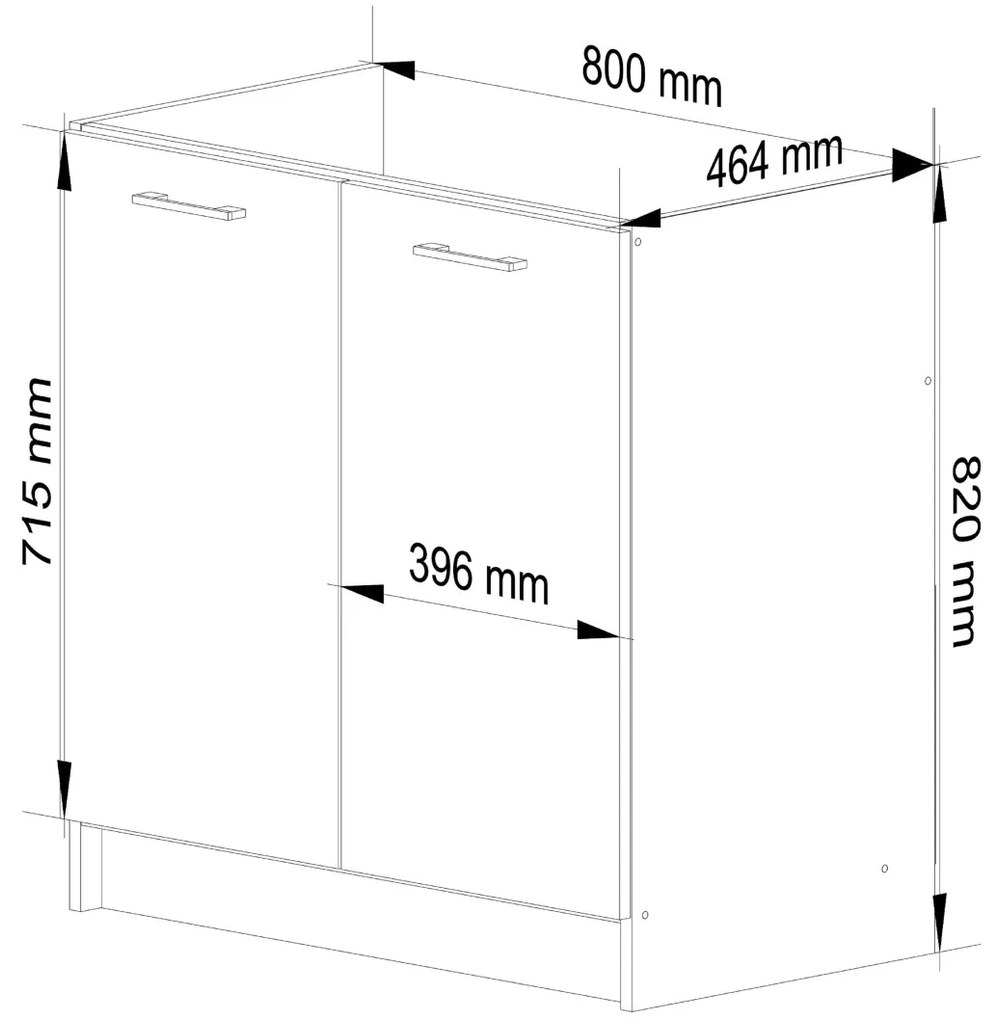 Kuchynská skrinka pod drez Olivie S 80 cm biela/cappuccino lesk
