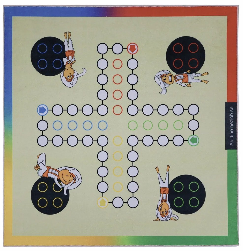 Aladinovo Človeče nehnevaj sa + figúrky a kocka, kusový koberec, 100x100, viacfarebná, detská izba, Ayyildiz