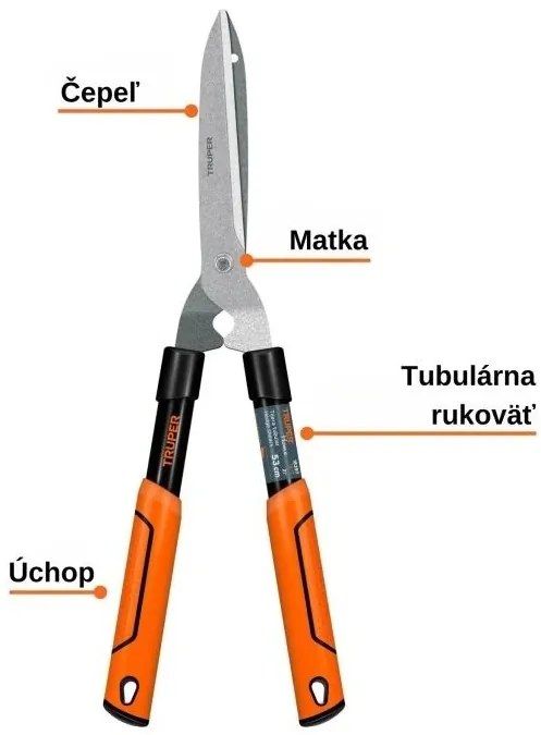 Nožnice záhradné na živý plot obojručné - TRUPER TB-17; 19 cm čepeľ
