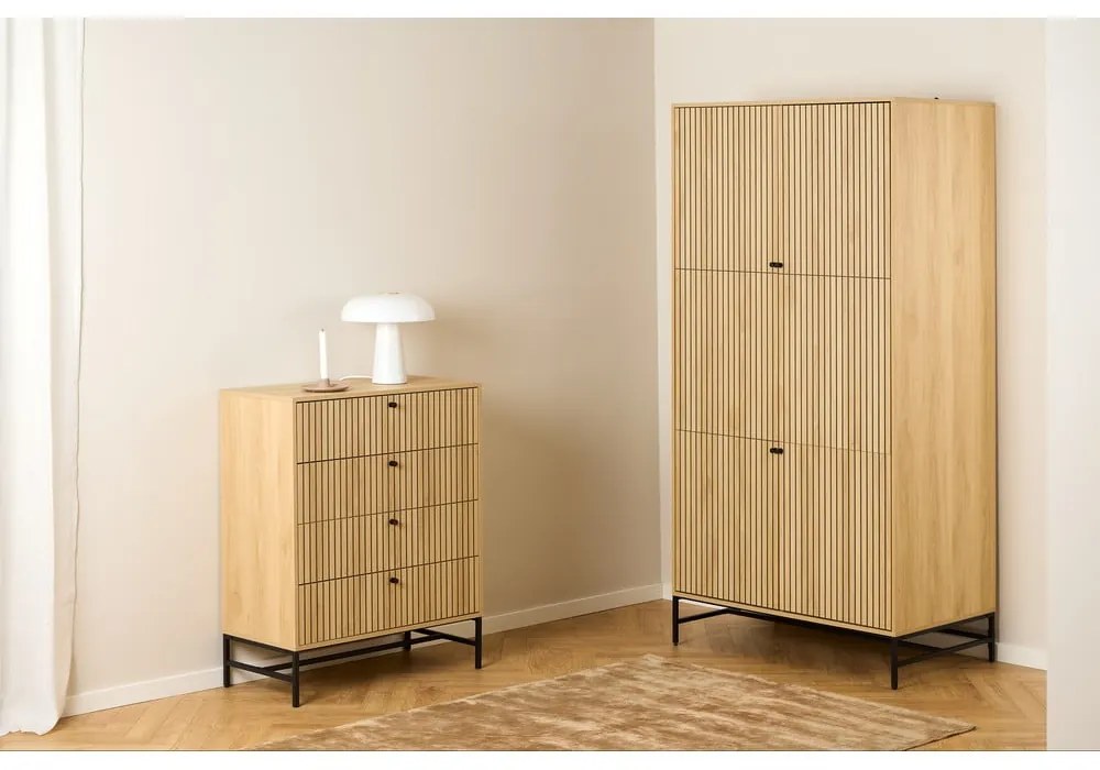 Šatníková skriňa v dekore duba v prírodnej farbe 99x200x60 cm Albany – Actona