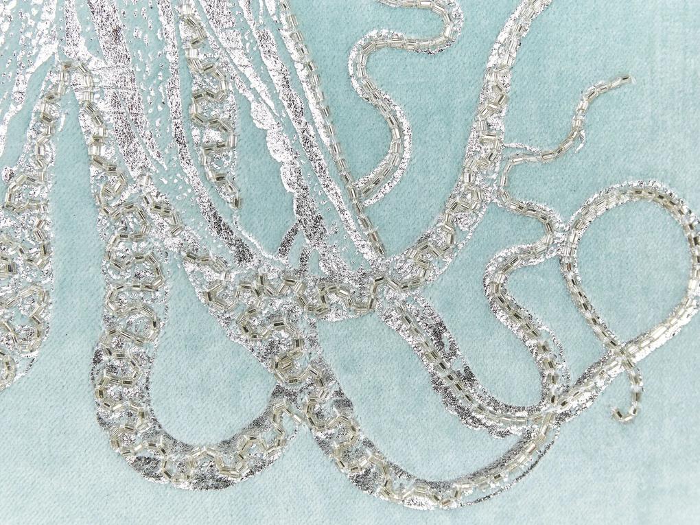 Sada 2 zamatových vankúšov so vzorom chobotnice 45 x 45 cm modrá LAMINARIA Beliani