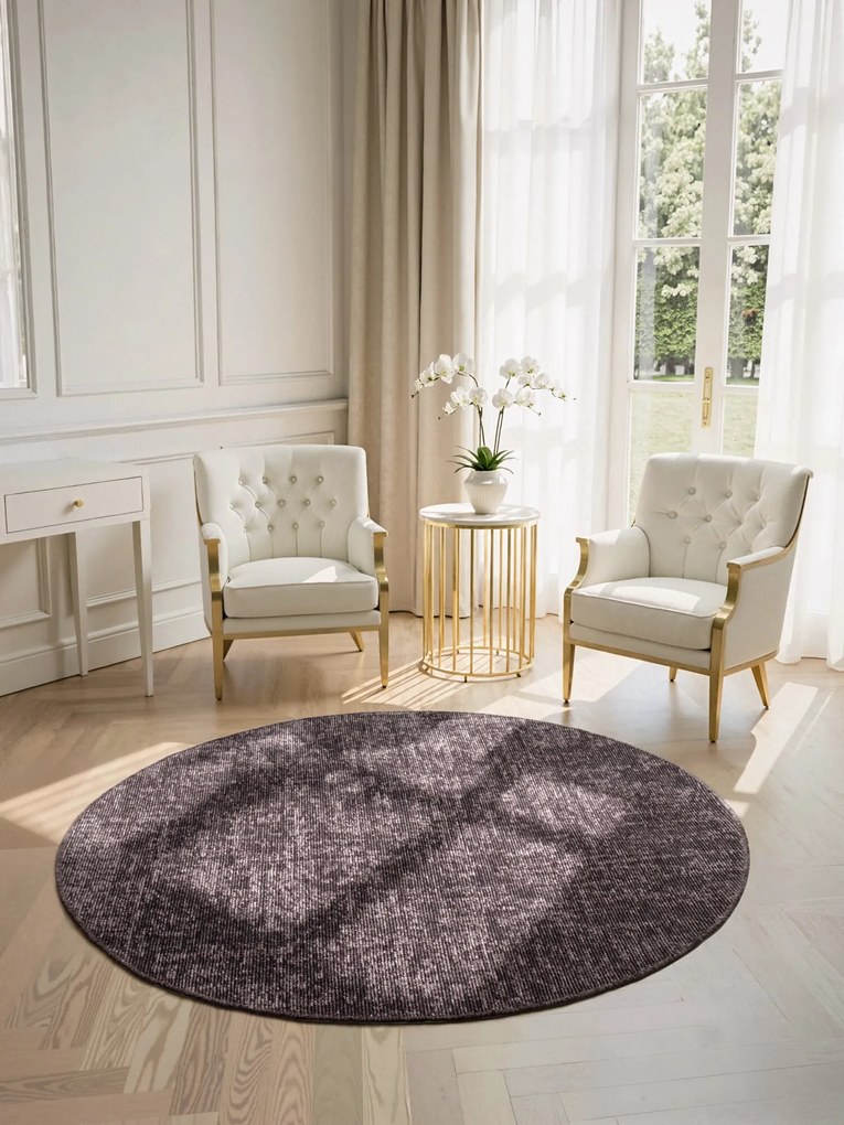 ELLE Decoration, Kusový koberec Brilliance Prisma 106311 Brown z kolekcie Elle kruh, 200x200 (priemer) kruh, hnedá, obývacia izba