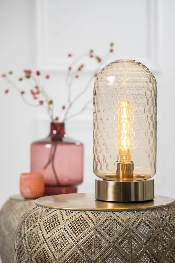Jantárovo-bronzová kovová stolná lampa Domani - Ø15*33cm / E27