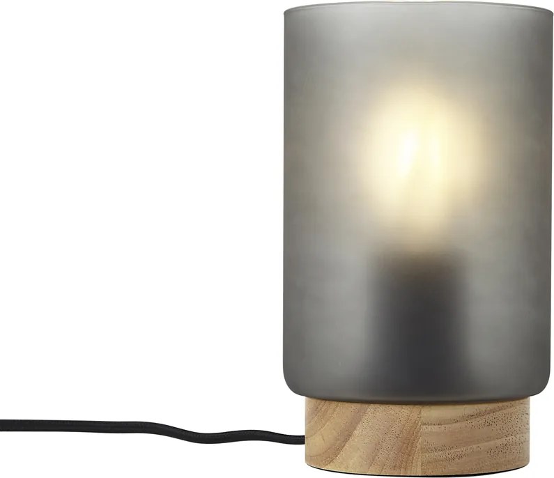 Moderná stolná lampa drevená s matným sivým sklom - Umbra
