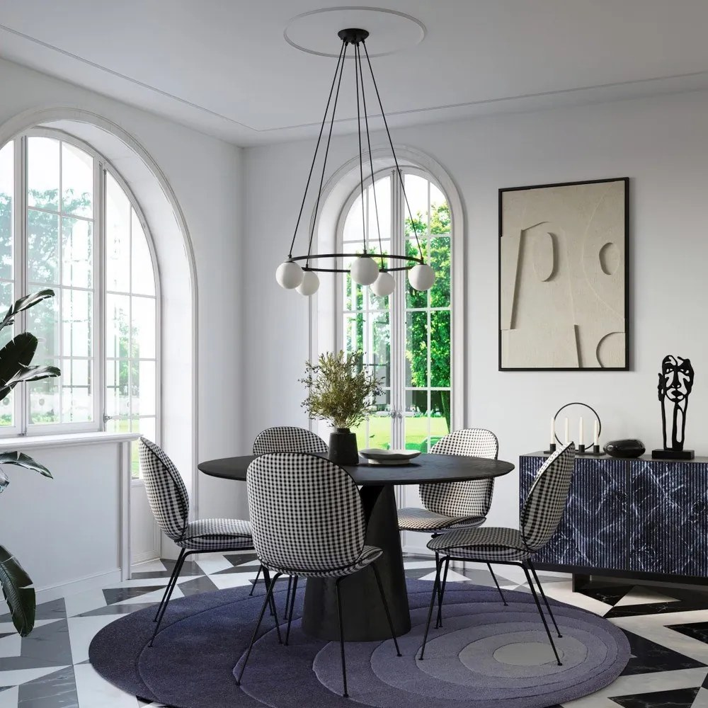 Biele/čierne závesné svietidlo so skleneným tienidlom Umerta – Sollux