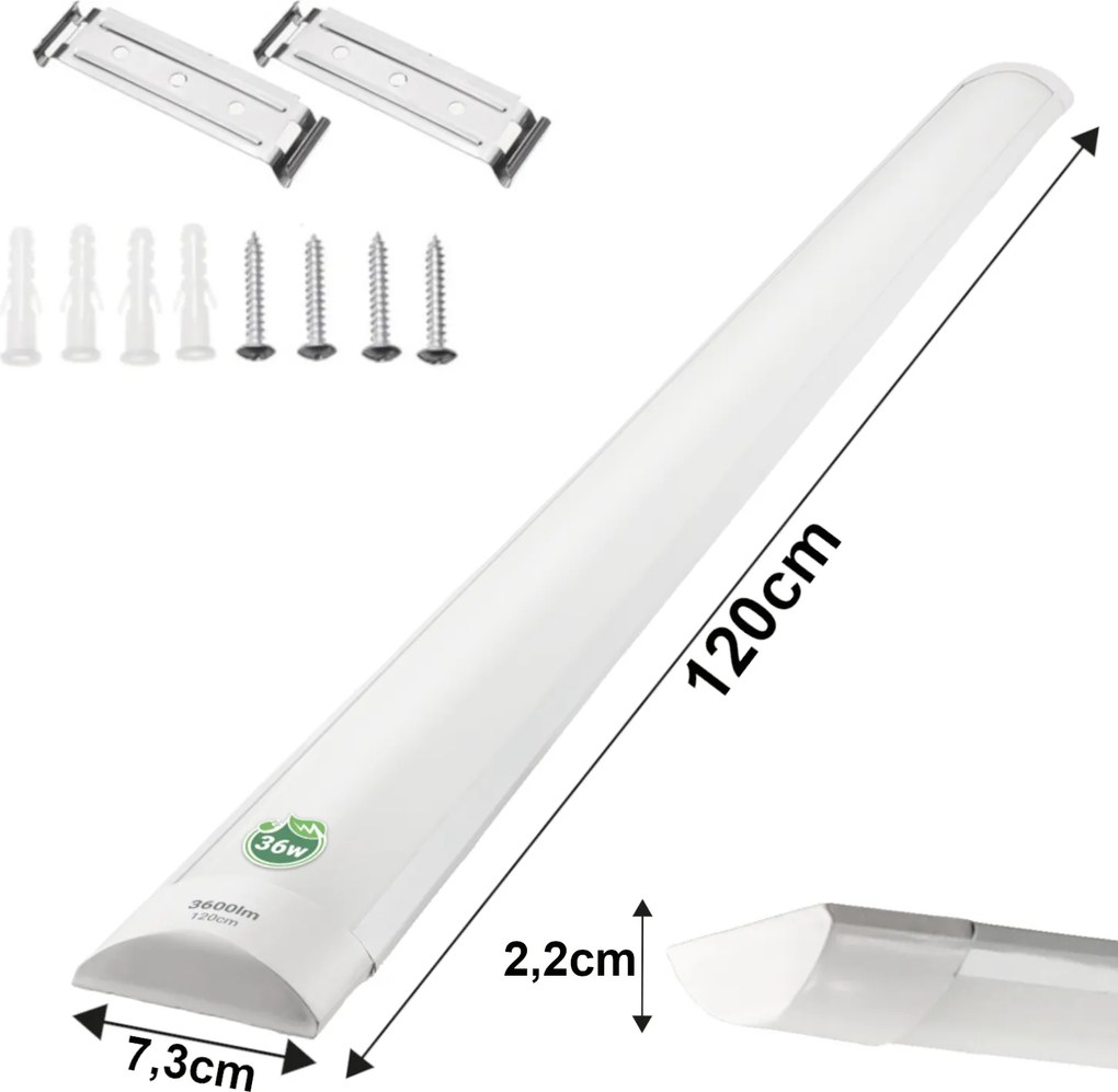 Sada 8 LED svietidiel do garáže a dielne na prisadenú stropnú montáž 36W 120cm