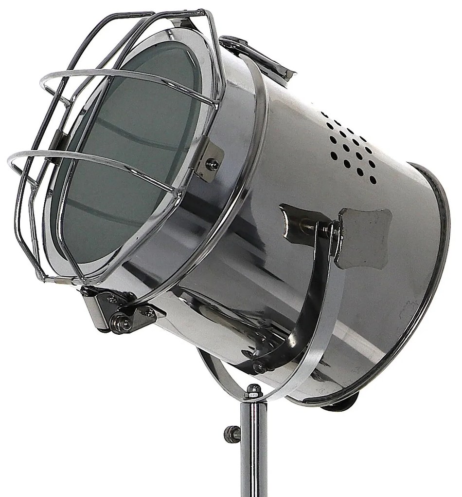 Dekorstudio Podlahová lampa TRIPOD na čiernej trojnožke s chrómovaným tienidlom