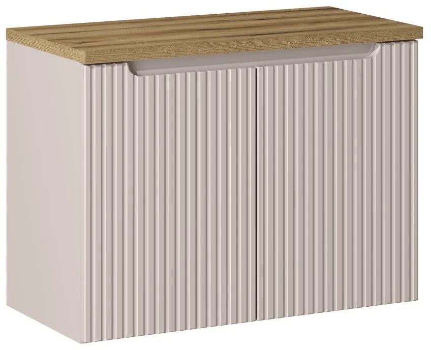 Závěsná skříňka pod umyvadlo Nova Cashmere I s deskou 80 cm kašmír/dub coast evoke