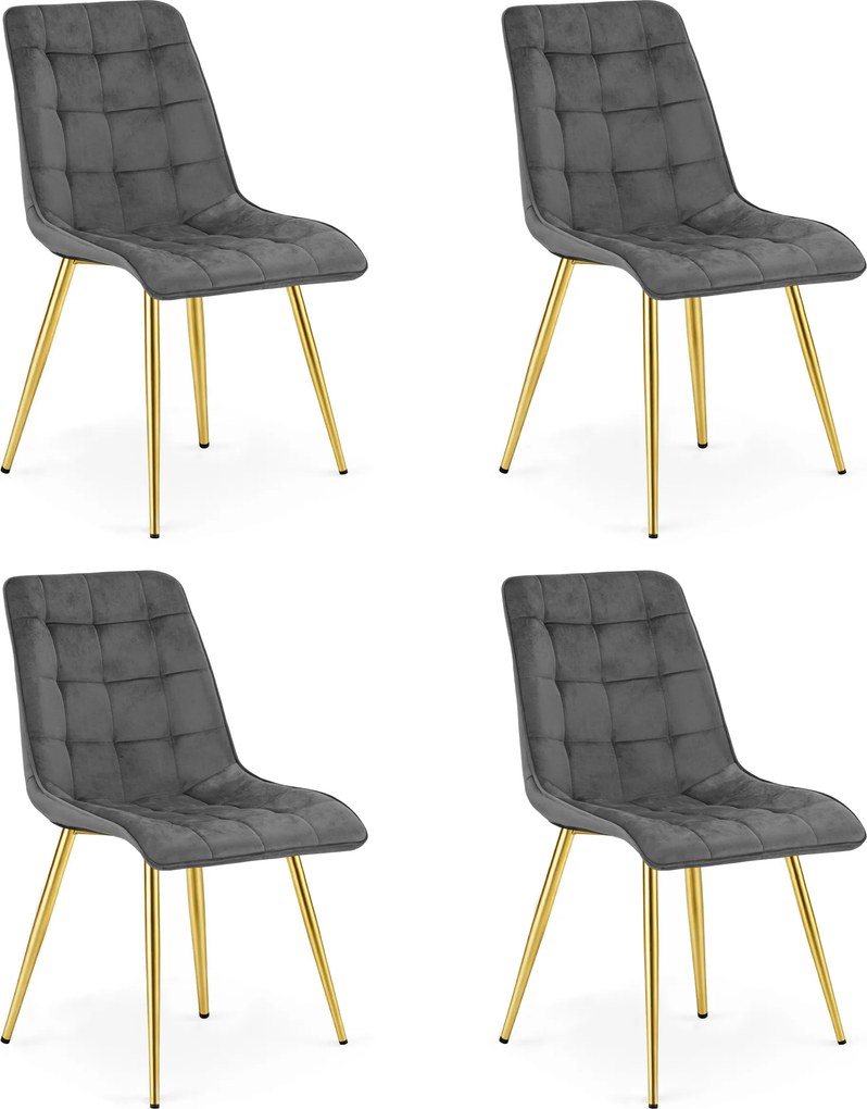 Jedálenská stolička SPLIT VELVET so zlatými nohami, tmavosivá